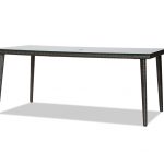 Palm Harbor rectangular table with glass top and umbrella hole.